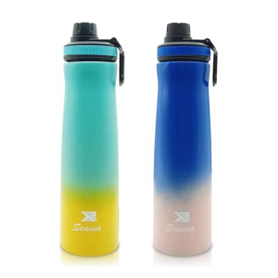 Amanzi Clr Fliptop Stainless Steel Water Bottle 1000ml, Set of 2, Multicolor