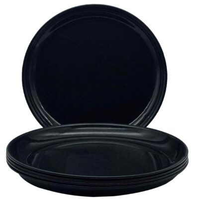 Plate Varan, Set of 6, Each 12 Inch, Black