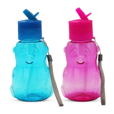 Panda Plastic Sipper Bottle, Set of 2, Each 500ml, Multicolor